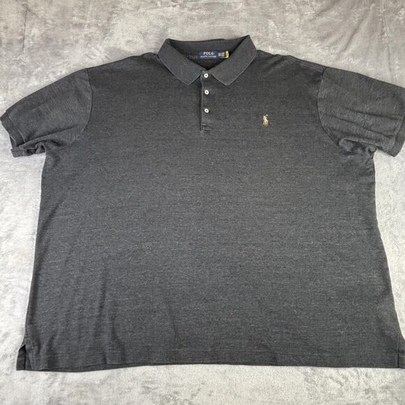 Polo Ralph Lauren Polo Shirt Mens 4XB Charcoal Gray Embroidered Pony Logo Big - Picture 2 of 11